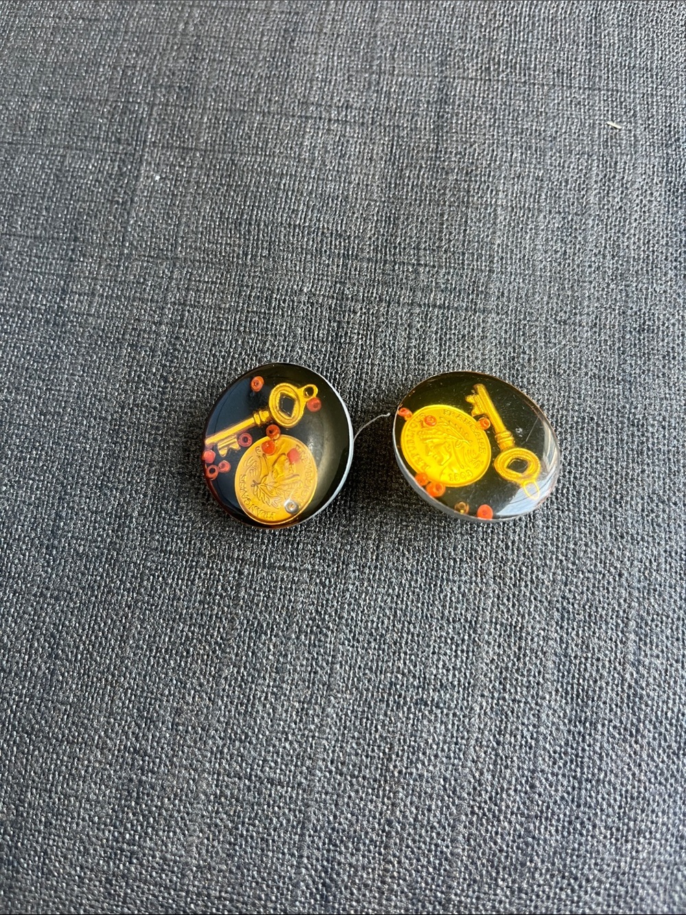 Black Round Key & Coin Resin Buttons for sewing.
